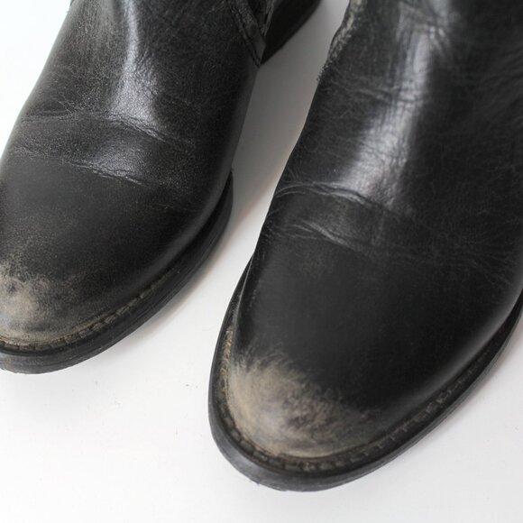 Circle G Corral Ankle Boots Cowhide Leather Cut Out distressed black Women's 5.5 - Picture 9 of 14